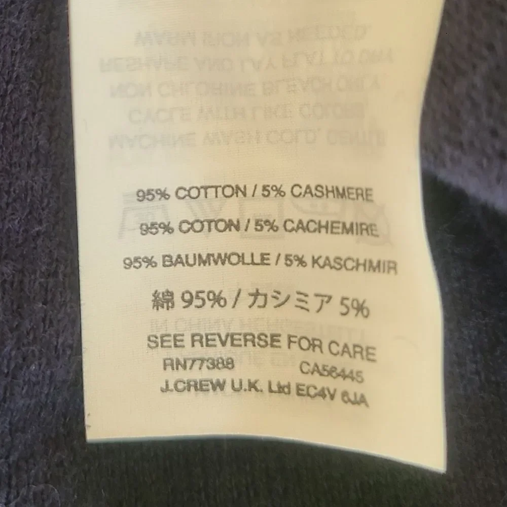 j. crew mens shawl collar sweater cotton cashmere navy blue mens size XL